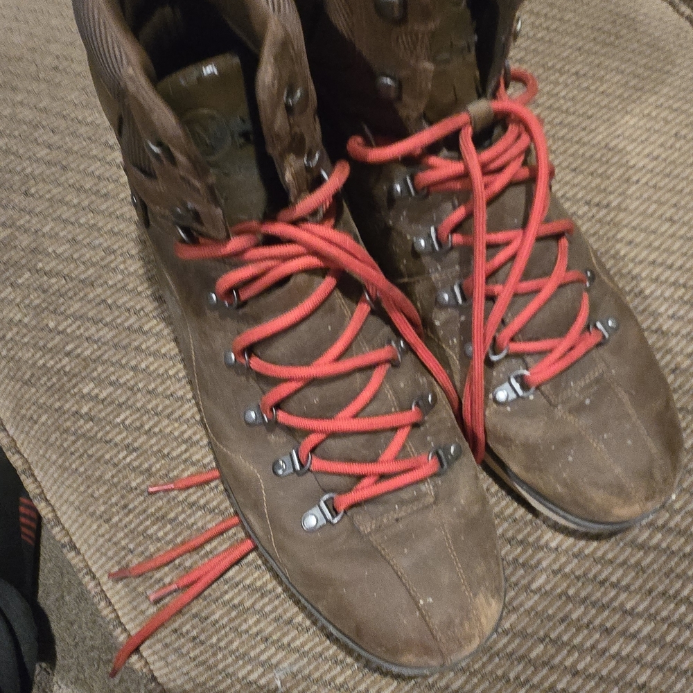 Brown Hiking Boots with Red Laces
